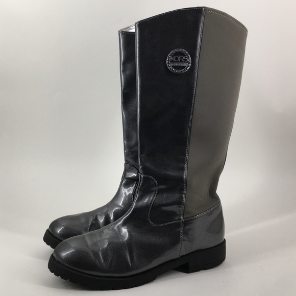 MICHAEL KORS Jorja Grey Silver Riding Boots Size 5 - Picture 3 of 8